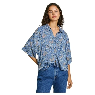 Image of Pepe Jeans MERY Buttondown blouse, Women&#039;s, Size: Large, Sea blue