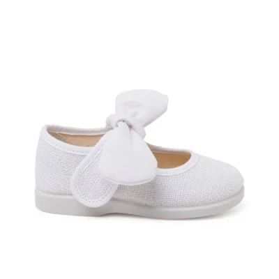 Image of Pisamonas Merceditas LAZO Y Cierre Adherente Baby shoes for kids, Size: 5.5K, Blanco Textile