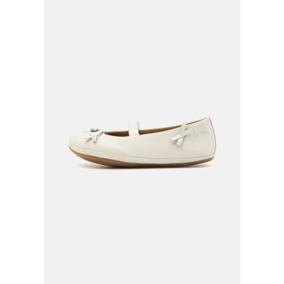 Image of Camper Right Ankle strap ballet pumps for kids, Size: 8.5K, White Leather