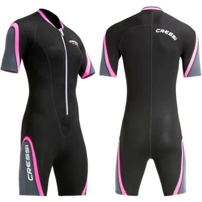 Image of Cressi Women&#039;s Shortie High Stretch Neoprene Wetsuit 2.5mm, Black/Pink, XL/5