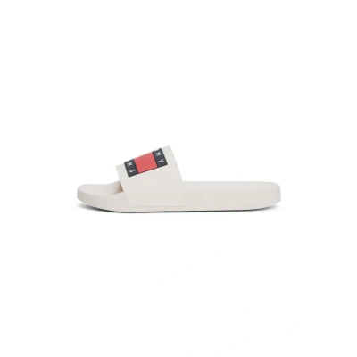 Image of Tommy Jeans Pool slides, Men&#039;s, Size: 11, Ecru Synthetics