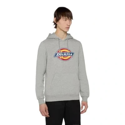Image of Dickies Men&#039;s Icon Logo Hoodie Hooded Sweatshirt, Grey Melange, XL