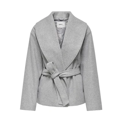 Image of ONLY Onlaugusta LIFE Short coat, Women&#039;s, Size: Medium, Light grey melange