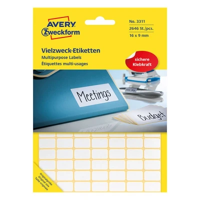 Image of Avery Zweckform 3311 Multipurpose Labels 16 x 9 mm Pack of 2646