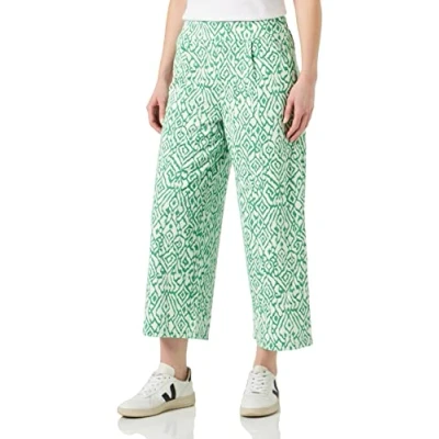 Image of ICHI Ihkate print PA15 Trousers, Women&#039;s, Size: Large, Greenbriar ikat