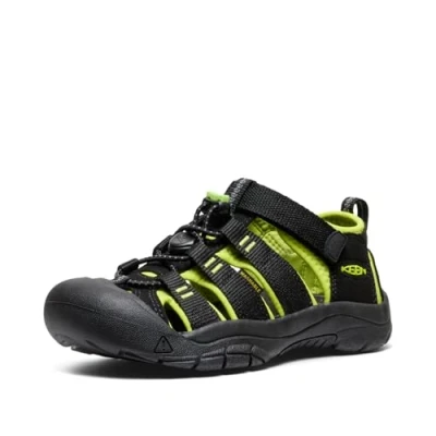 Image of Keen Newport H2 Youth Unisex Walking sandals for kids, Size: 4, Black/lime green Textile