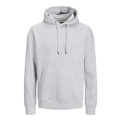 Image of JACK &amp; JONES Men&#039;s Jjebradley Sweat Hood Noos Pls Sweatshirt, Light Grey Mix, 4XL Plus