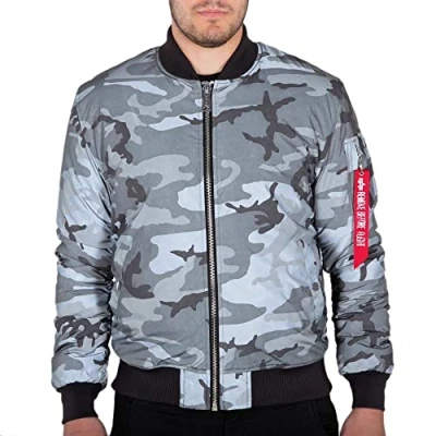 Image of ALPHA INDUSTRIES Men&#039;s Bomber Jacket, Black Camo, M