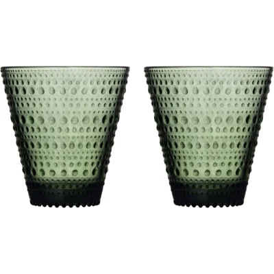 Image of Iittala Glasses Kastehelmi Pine Green 300 ml 2 pieces