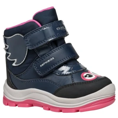 Image of Geox Flanfil GIRL ABX Winter boots for kids, Size: 6K, Navy/fuchsia Imitation leather/ textile
