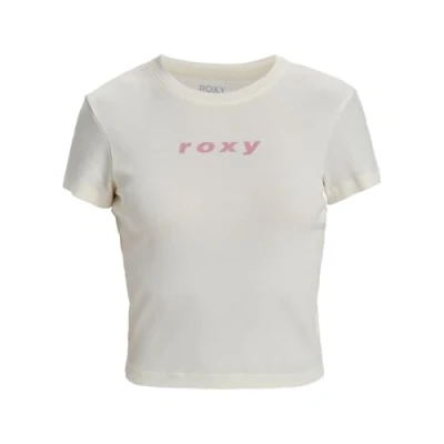 Image of Roxy Beach LOVE Print Tshirt, Women&#039;s, Size: XXS, Egret