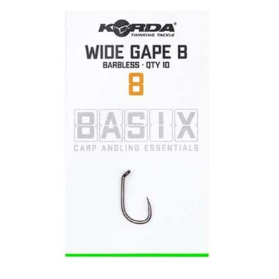 Image of Korda Basix Wide Gape Barbless size 8 Carp hooks