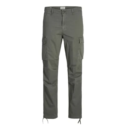 Image of JACK &amp; JONES Men&#039;s Jpstace Jjtucker Cargo AMA Noos Trousers, Agave Green, 32W / 34L