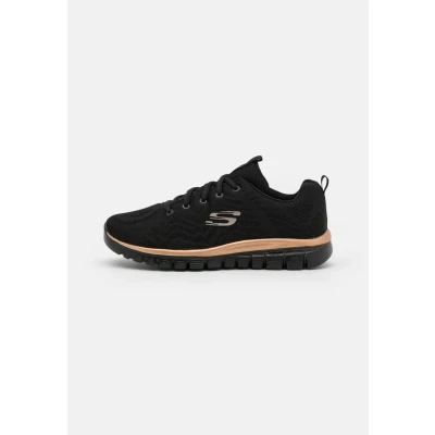 Image of Skechers Graceful Trainers, Men&#039;s, Size: 2.5, Black/rose gold Polyester