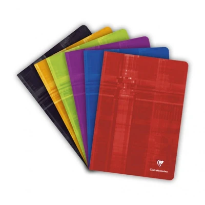 Image of Clairefontaine Ref 31222C Staplebound Notebook (40 Sheets) A4 Size, Squared Rulings, 90gsm Brushed Vellum Paper, Laminated Cardboard Cover Random Colour