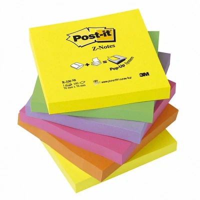 Image of Post it Z Notes, School and Office Supplies, Self Stick Notes for Note Taking, To Do Lists &amp; Reminders, 6 Pads, 600 Total Sheets in Vivid Colours, 76 mm x
