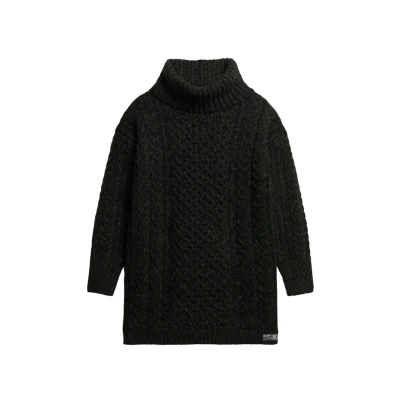 Image of Superdry Ladies Turtleneck Cable Knit Dress, Black Twist, 10