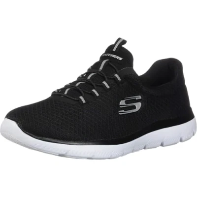 Image of Skechers WIDE FIT Summits Trainers, Women&#039;s, Size: 7, Black/white