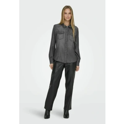 Image of ONLY Women&#039;s Onlalexa L/S DNM Shirt Ana Noos, Medium Grey Denim, XS