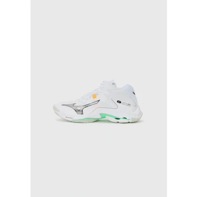 Image of Mizuno WAVE LIGHTNING Z8 MID Volleyball Shoes White/Black/Frozen Emerald Women/Men Size 9,5