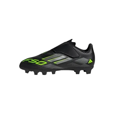 Image of adidas Performance F50 CLUB Unisex Football boots firm ground core black/iron metalcoloured/lucid lemon for kids, Size: 12.5K shoes