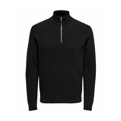 Image of Only &amp; Sons Sphil HALF ZIP NOOS Jumper, Men&#039;s, Size: XS, Black