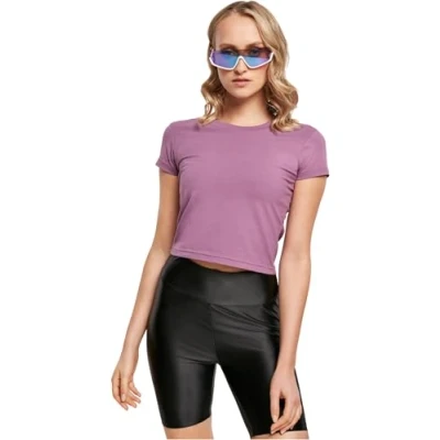 Image of Urban Classics Stretch Jersey Cropped TEE Basic Tshirt, Women&#039;s, Size: 4XL, Duskviolet