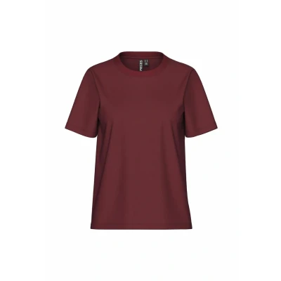 Image of PIECES Women&#039;s Pcria Ss Solid Tee Noos Bc T Shirt, Tawny Port, M
