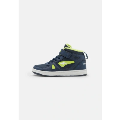 Image of Kangaroos Kalley II Hightop trainers for kids, Size: 11K, Dark navy/lime Imitation leather/ textile