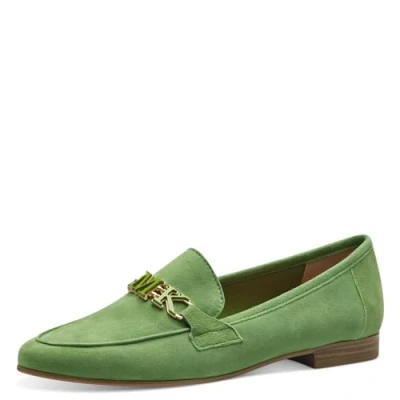 Image of MARCO TOZZI by Guido Maria Kretschmer Women&#039;s Elegant Leather Loafer with Heel, apple, 6.5 UK
