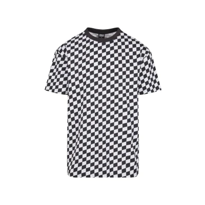 Image of Urban Classics Check Print Tshirt, Men&#039;s, Size: 4XL, Blackcheck