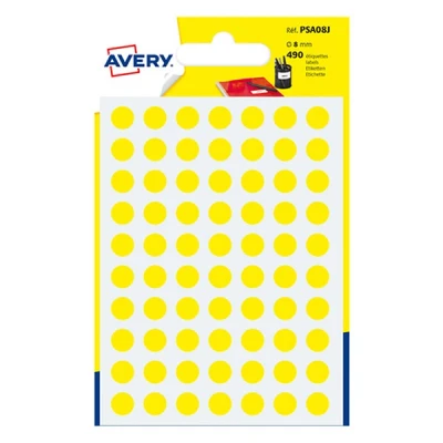 Image of Avery 490 dots Diam 8mm Yellow