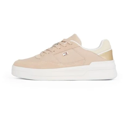 Image of Tommy Hilfiger Essent Basket Metallic Trainers, Women&#039;s, Size: 6, Misty blush leather and imitation