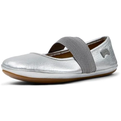 Image of Camper Right KIDS Ankle strap ballet pumps for kids, Size: 2, Rebound silver Leather