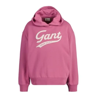Image of GANT Script Graphic Hoodie Sweatshirt, Women&#039;s, Size: Small, Dark lavender
