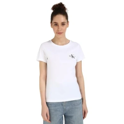 Image of Calvin Klein Jeans Monologo SLIM TEE 2 PACK Basic Tshirt, Women&#039;s, Size: Medium, Leek green/bright white