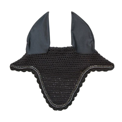 Image of Kentucky Horsewear Long Stone &amp; Pearl Fly Hood Grey Full Size Horse Riding Equestrian