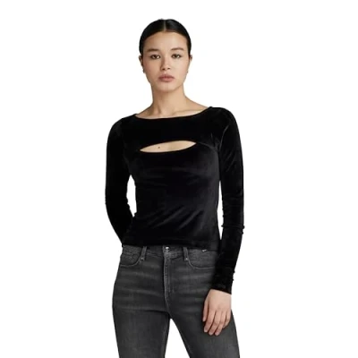 Image of G Star CUT OUT SLIM BOAT Long sleeved top, Women&#039;s, Size: Small, Black