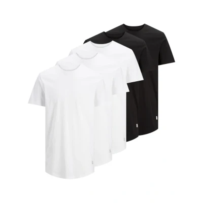 Image of Jack &amp; Jones Jjenoa TEE CREW NECK 5 PACK Basic Tshirt, Men&#039;s, Size: XS, White/black