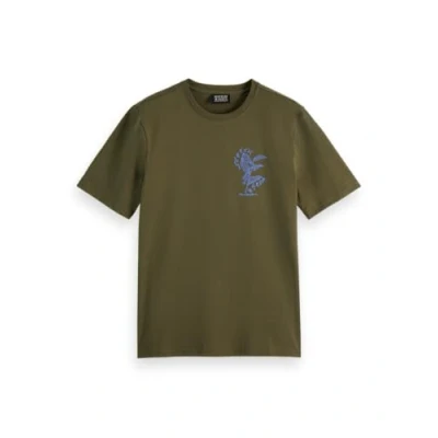 Image of Scotch &amp; Soda LEFT Chest Artwork Print Tshirt, Men&#039;s, Size: Large, Classic green