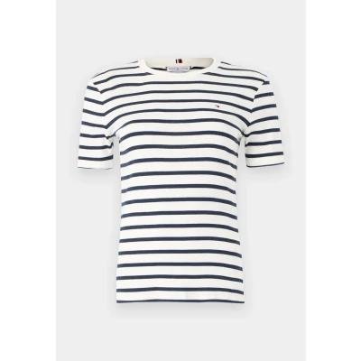 Image of Tommy Hilfiger SLIM CODY Print Tshirt, Women&#039;s, Size: XXS, Ecu/dark night navy