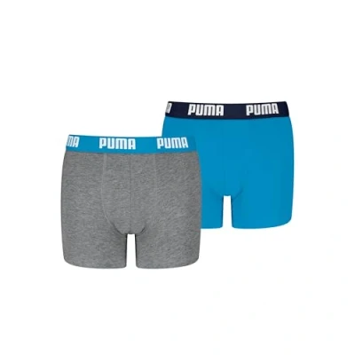 Image of PUMA Boy&#039;s Everyday Basic Boxers (Pack of 2), Grey/Blue, 7 9 Years