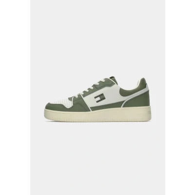 Image of Tommy Jeans Retro Trainers, Men&#039;s, Size: 7.5, Ecru/aruba green shoes