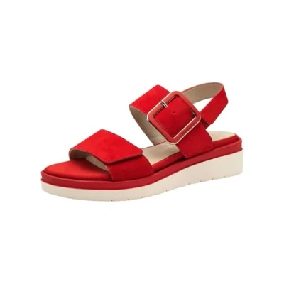 Image of Tamaris COMFORT Damen Sandalen flach aus Leder mit Schnalle RED SUEDE (37)