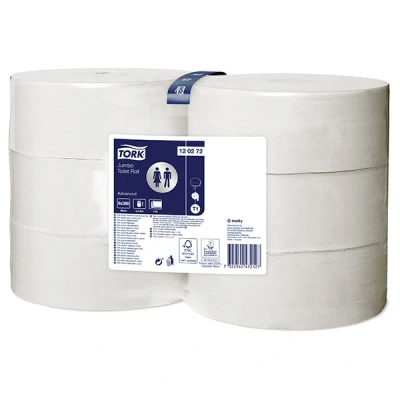 Image of Tork 120272 Jumbo Toilet Paper in Advanced Quality for T1 Systems / 2 Ply Pleasantly Soft and Tear Resistant Pack of 6 (6 x 1800 Sheets)