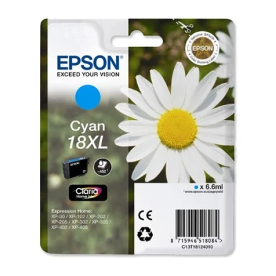 Image of Epson 18XL Cyan Daisy High Yield Genuine, Claria Home Ink Cartridge, XL Capacity