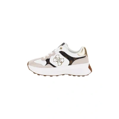 Image of Guess Luckei Trainers, Women&#039;s, Size: 2, White/brown Leather/synthetics
