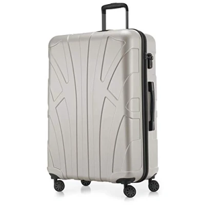 Image of Suitline Koffer in 3 Größen, Trolley Set Rollkoffer Hartschalen Reisekoffer (55 cm, 66 76 cm) Zwillingsrollen, 15 Verschiedene Farben, White, Suitcase