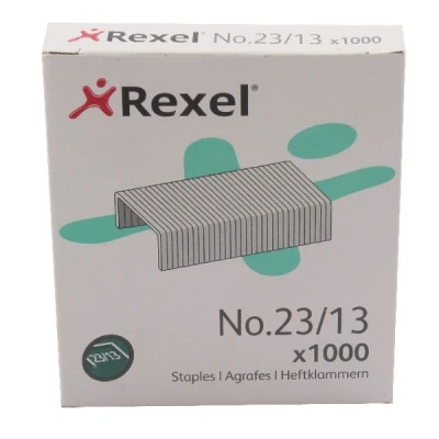 Image of Rexel No.23/13 mm Heavy Duty Staples, For Stapling up to 90 Sheets, Use with Staplers, Box of 1000, 2101053, Count (Pack 1)
