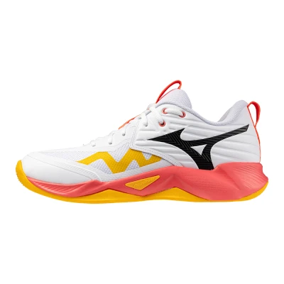 Image of Mizuno WAVE Momentum PRO Volleyball shoes, Men&#039;s, Size: 11.5, White/fiery coral/citrus shoes